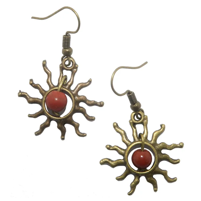 Satin Crystals Earrings Red Jasper Earrings Burning Sun Passion Stones