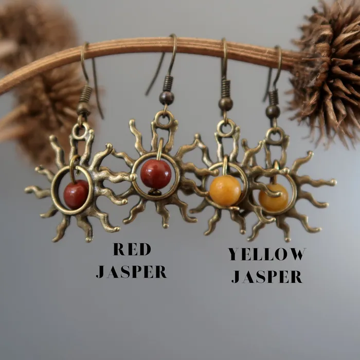 Satin Crystals Earrings Red Jasper Earrings Burning Sun Passion Stones