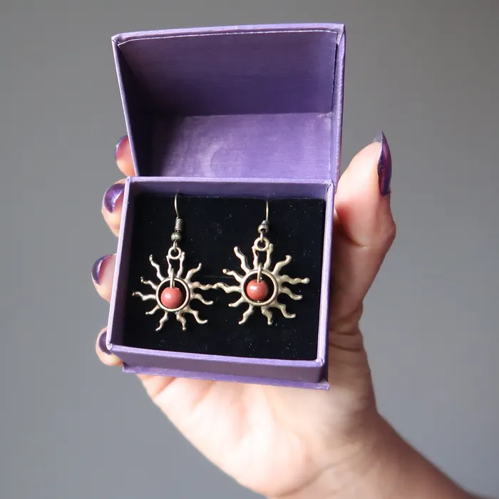 Satin Crystals Earrings Red Jasper Earrings Burning Sun Passion Stones