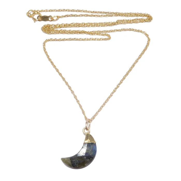 Satin Crystals Labradorite Necklace Rainbow Moon 24Karat Gold Necklaces