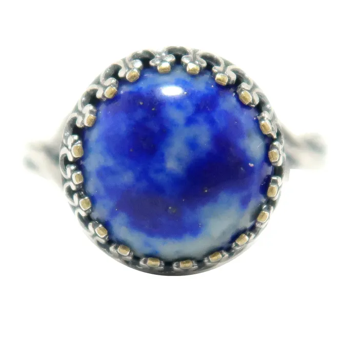 Satin Crystals Lapis Ring Divinity Denim Sterling Silver Adjustable Rings