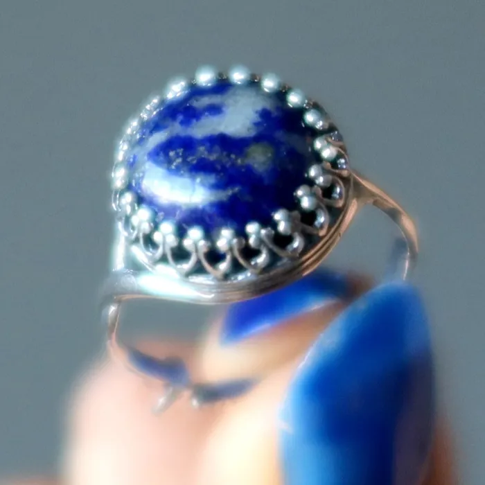 Satin Crystals Lapis Ring Divinity Denim Sterling Silver Adjustable Rings