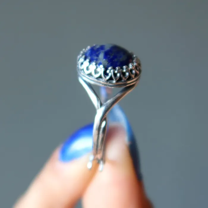 Satin Crystals Lapis Ring Divinity Denim Sterling Silver Adjustable Rings