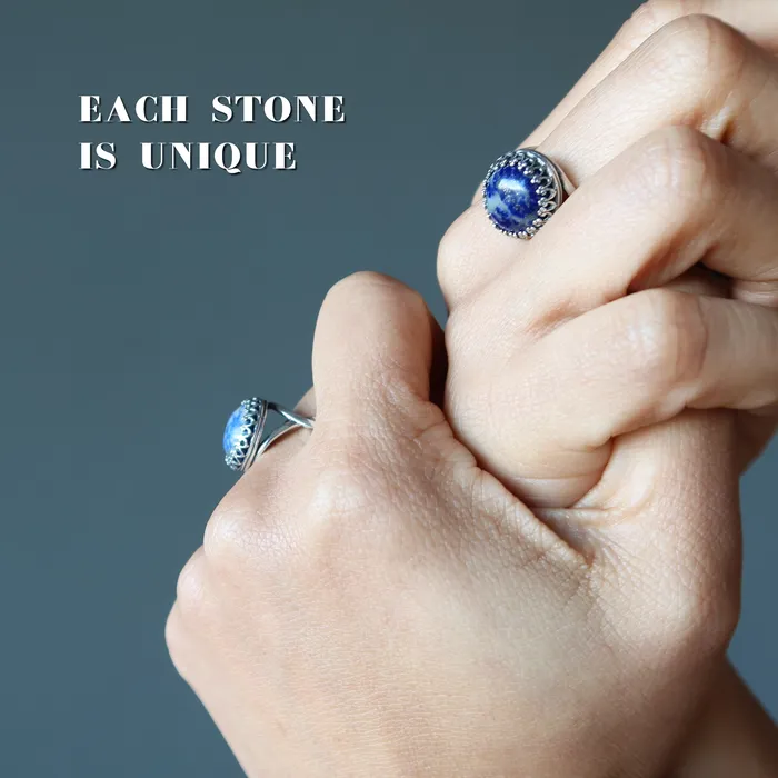 Satin Crystals Lapis Ring Divinity Denim Sterling Silver Adjustable Rings