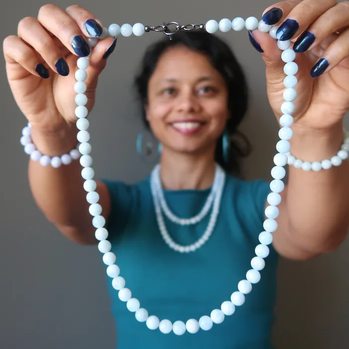 Satin Crystals Necklaces Aquamarine Necklace Ice Cool Blue Crystals