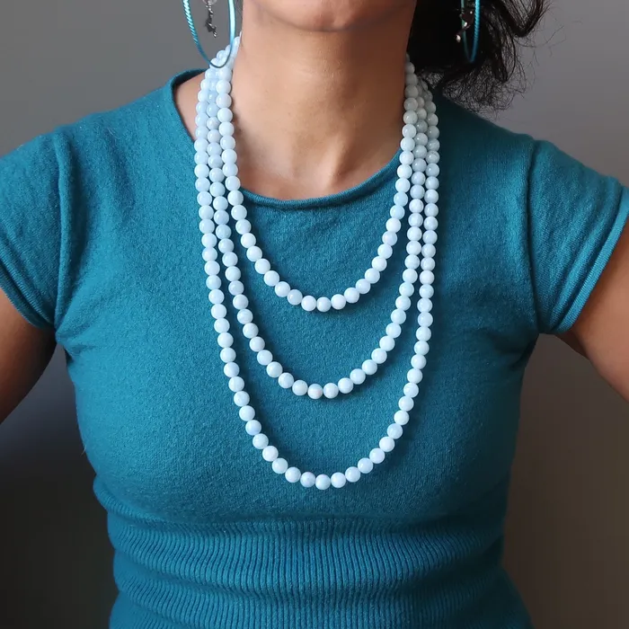 Satin Crystals Necklaces Aquamarine Necklace Ice Cool Blue Crystals