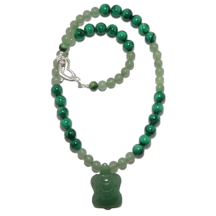 Satin Crystals Necklaces Green Aventurine Necklace Malachite Turtle Prosperity Satin Crystals Necklaces Green Aventurine Necklace Malachite Turtle Prosperity