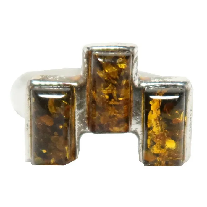 Satin Crystals Rings Amber Ring Trinity Gems Sterling Silver Size 1125