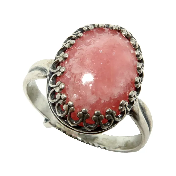 Satin Crystals Rings Rhodochrosite Ring Venus Gem Sterling Silver Adjustable