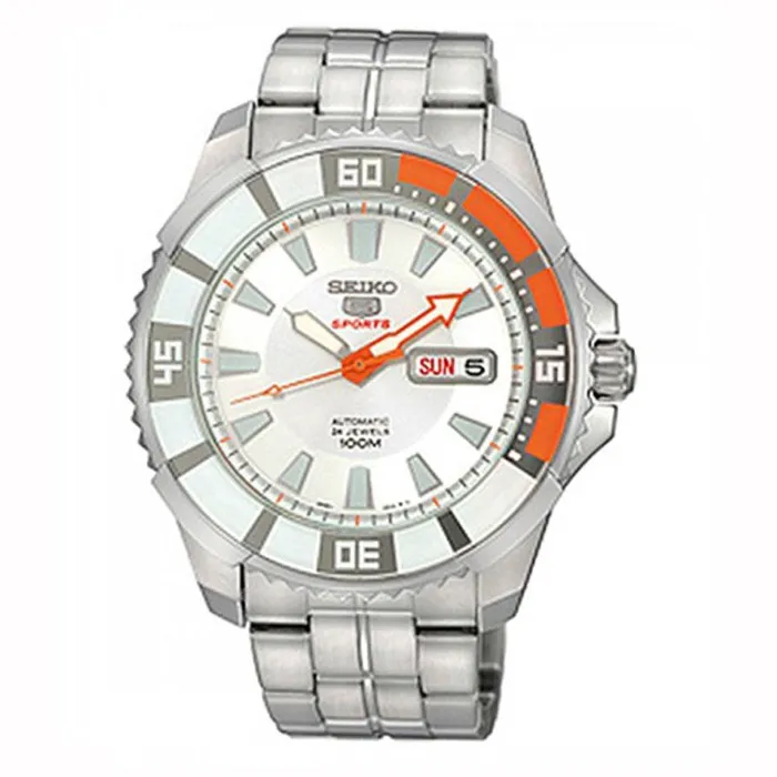 Seiko Bracelets Seiko SRP201 Mens 5 Sports White Dial Stainless Steel Bracelet Automatic Watch Seiko Bracelets Seiko SRP201 Mens 5 Sports White Dial Stainless Steel Bracelet Automatic Watch