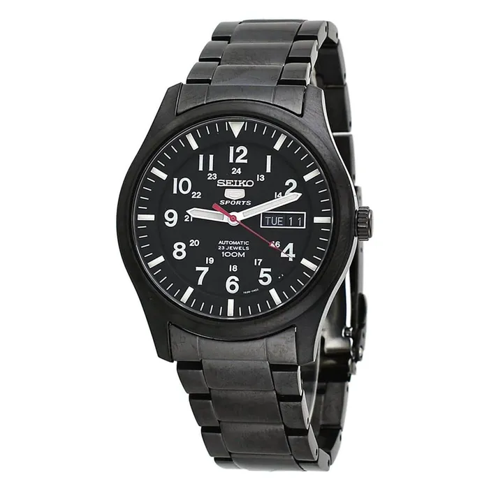 Seiko Mens Automatic Watch 5 Sports Black Stainless Steel Bracelet SNZG17K1 Seiko Bracelets Seiko Mens Automatic Watch 5 Sports Black Stainless Steel Bracelet SNZG17K1 Seiko Bracelets