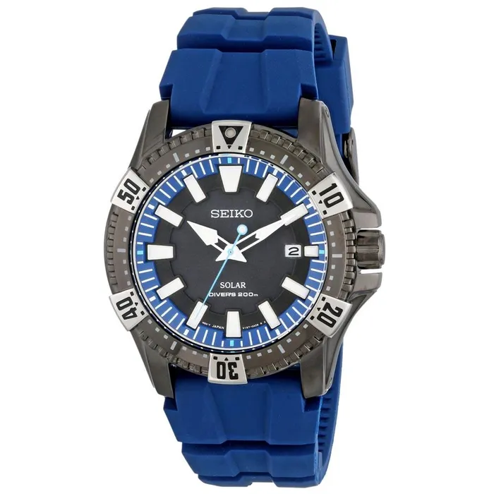 Seiko SNE283 Mens X Prospex Solar Black Dial Blue Polyurethane Strap Dive Watch Seiko Watches Seiko SNE283 Mens X Prospex Solar Black Dial Blue Polyurethane Strap Dive Watch Seiko Watches