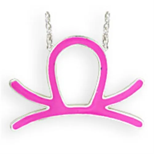 SNK01PINK Silver Brass Chain Pendant with Epoxy in Rose Alamode Necklaces