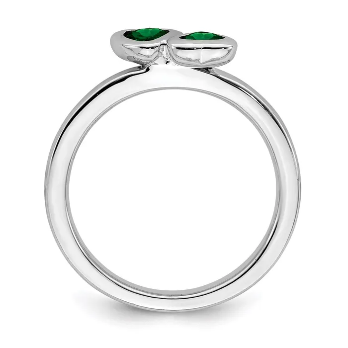Stackable Expressions Rings Sterling Silver Stackable Expressions Cr Emerald Double Heart Ring QSK402 Stackable Expressions Rings Sterling Silver Stackable Expressions Cr Emerald Double Heart Ring QSK402