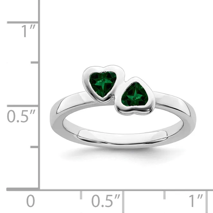 Stackable Expressions Rings Sterling Silver Stackable Expressions Cr Emerald Double Heart Ring QSK402 Stackable Expressions Rings Sterling Silver Stackable Expressions Cr Emerald Double Heart Ring QSK402