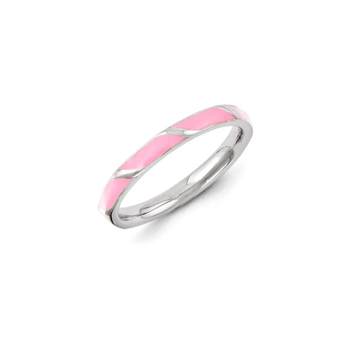 Stackable Expressions Rings Sterling Silver Stackable Expressions Pink Enameled Ring QSK1354 Stackable Expressions Rings Sterling Silver Stackable Expressions Pink Enameled Ring QSK1354