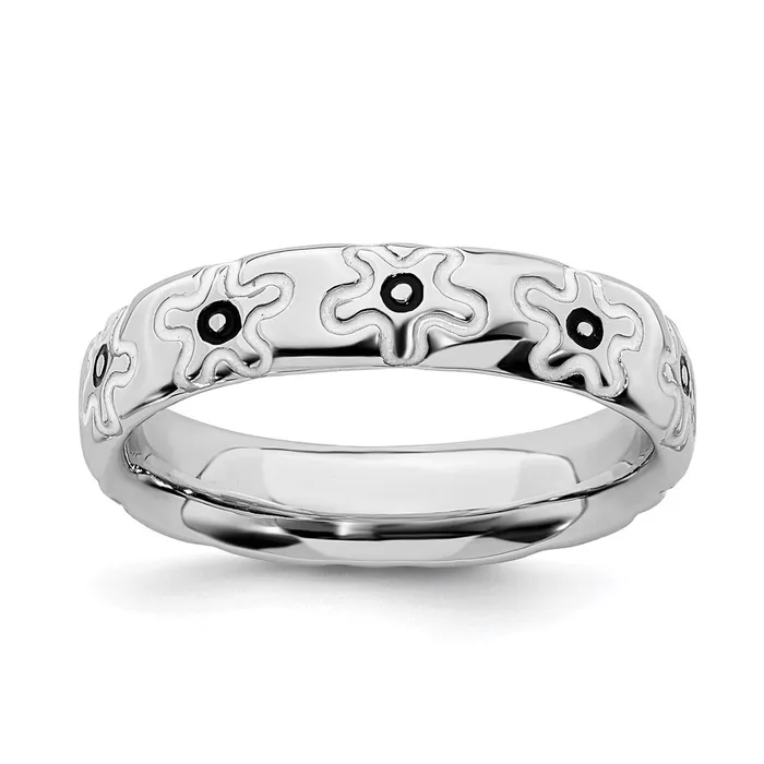 Stackable Expressions Rings Sterling Silver Stackable Expressions Polished Enameled Flower Ring QSK105 Stackable Expressions Rings Sterling Silver Stackable Expressions Polished Enameled Flower Ring QSK105