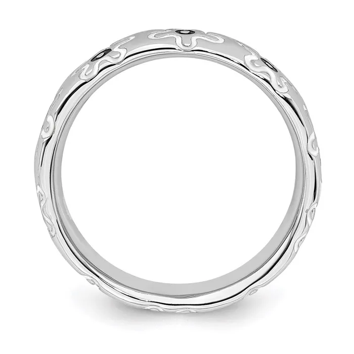 Stackable Expressions Rings Sterling Silver Stackable Expressions Polished Enameled Flower Ring QSK105 Stackable Expressions Rings Sterling Silver Stackable Expressions Polished Enameled Flower Ring QSK105