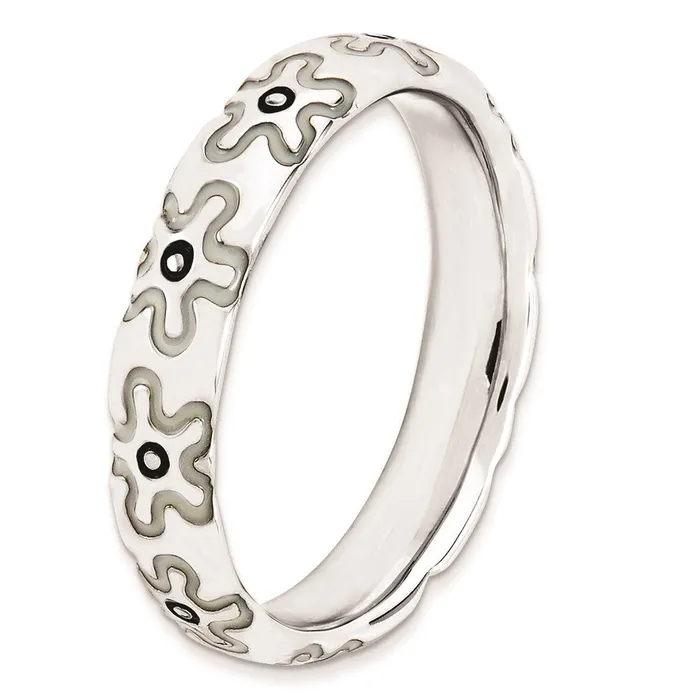 Stackable Expressions Rings Sterling Silver Stackable Expressions Polished Enameled Flower Ring QSK105 Stackable Expressions Rings Sterling Silver Stackable Expressions Polished Enameled Flower Ring QSK105