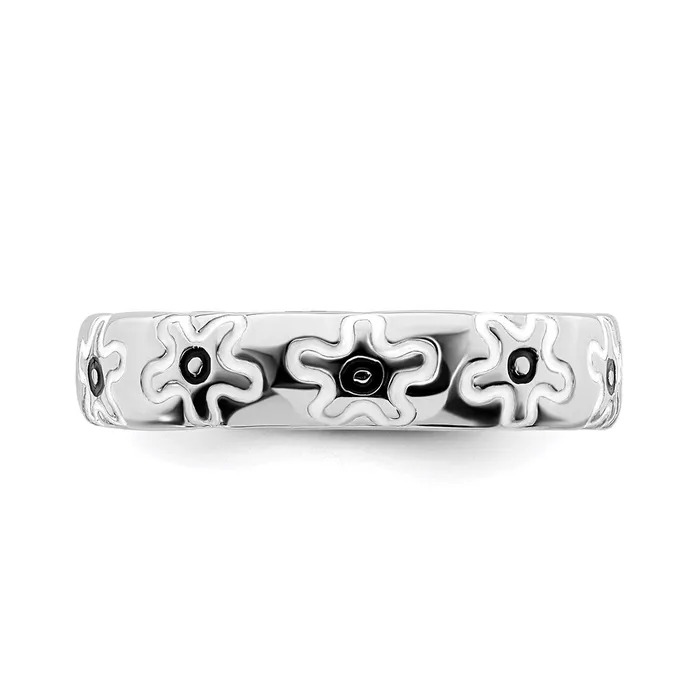 Stackable Expressions Rings Sterling Silver Stackable Expressions Polished Enameled Flower Ring QSK105 Stackable Expressions Rings Sterling Silver Stackable Expressions Polished Enameled Flower Ring QSK105