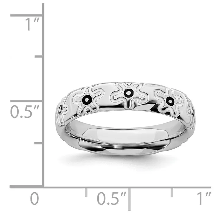 Stackable Expressions Rings Sterling Silver Stackable Expressions Polished Enameled Flower Ring QSK105 Stackable Expressions Rings Sterling Silver Stackable Expressions Polished Enameled Flower Ring QSK105