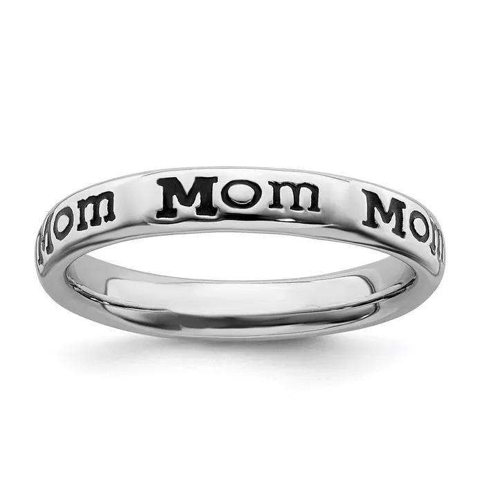 Stackable Expressions Rings Sterling Silver Stackable Expressions Polished Enameled Mom Ring QSK993 Stackable Expressions Rings Sterling Silver Stackable Expressions Polished Enameled Mom Ring QSK993