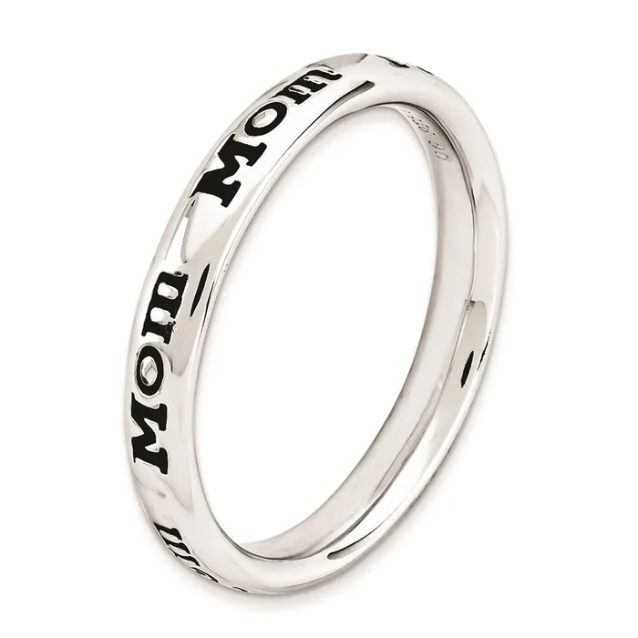 Stackable Expressions Rings Sterling Silver Stackable Expressions Polished Enameled Mom Ring QSK993 Stackable Expressions Rings Sterling Silver Stackable Expressions Polished Enameled Mom Ring QSK993