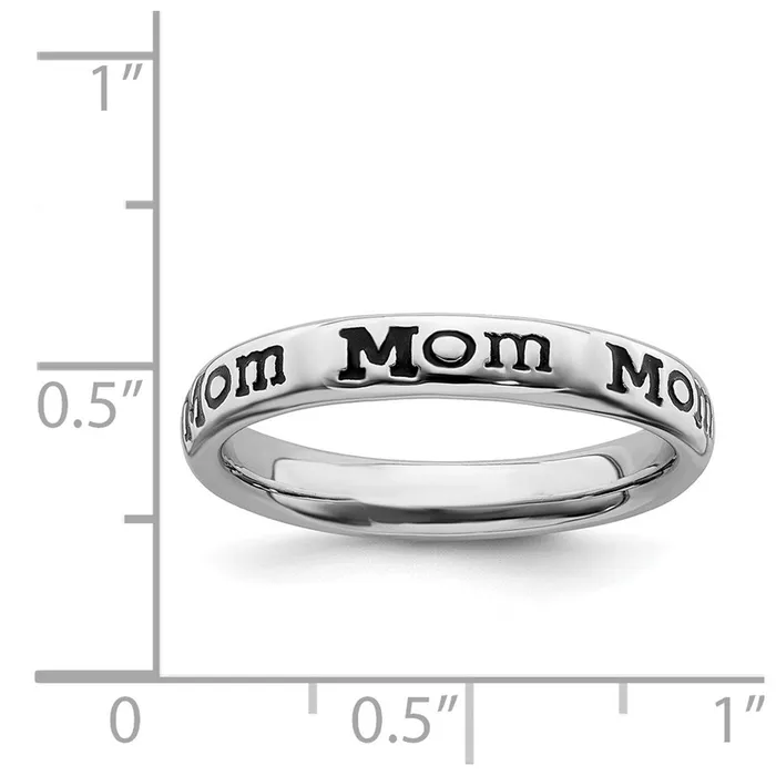 Stackable Expressions Rings Sterling Silver Stackable Expressions Polished Enameled Mom Ring QSK993 Stackable Expressions Rings Sterling Silver Stackable Expressions Polished Enameled Mom Ring QSK993