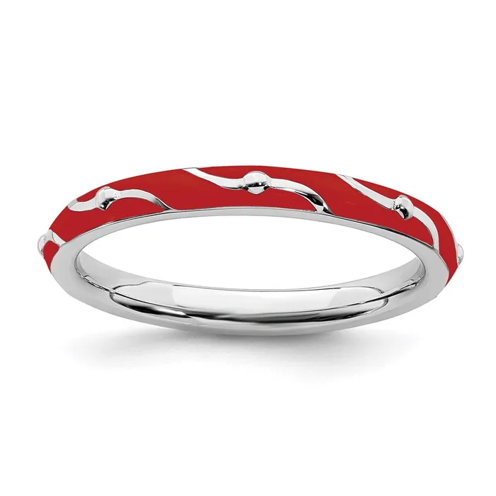 Stackable Expressions Rings Sterling Silver Stackable Expressions Red Enamel Ring QSK1499 Stackable Expressions Rings Sterling Silver Stackable Expressions Red Enamel Ring QSK1499