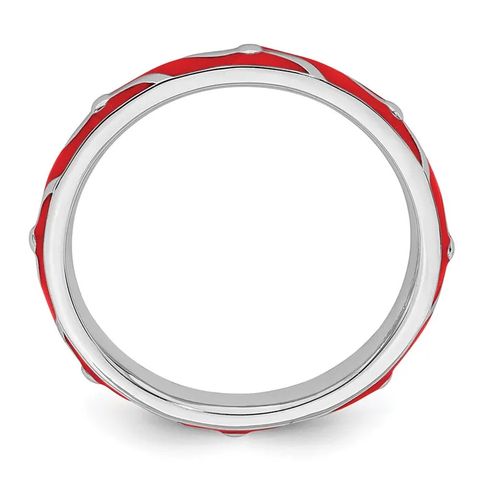Stackable Expressions Rings Sterling Silver Stackable Expressions Red Enamel Ring QSK1499 Stackable Expressions Rings Sterling Silver Stackable Expressions Red Enamel Ring QSK1499