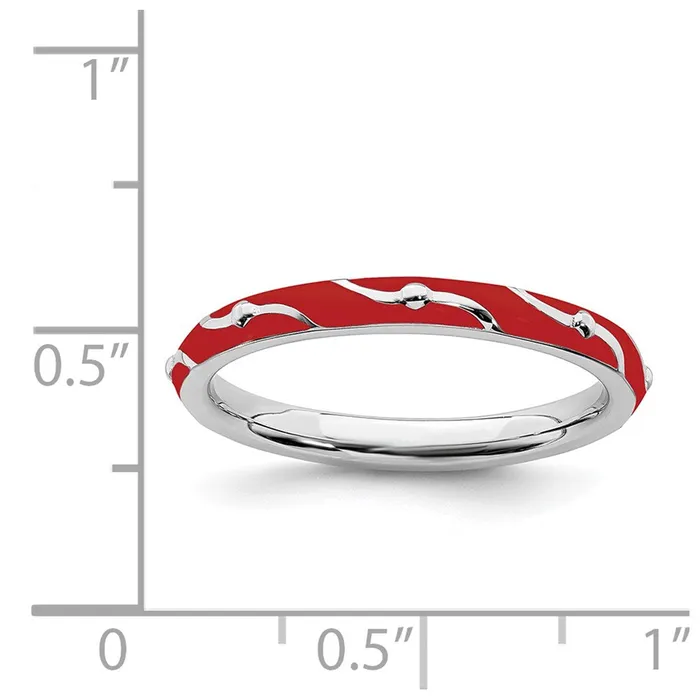 Stackable Expressions Rings Sterling Silver Stackable Expressions Red Enamel Ring QSK1499 Stackable Expressions Rings Sterling Silver Stackable Expressions Red Enamel Ring QSK1499