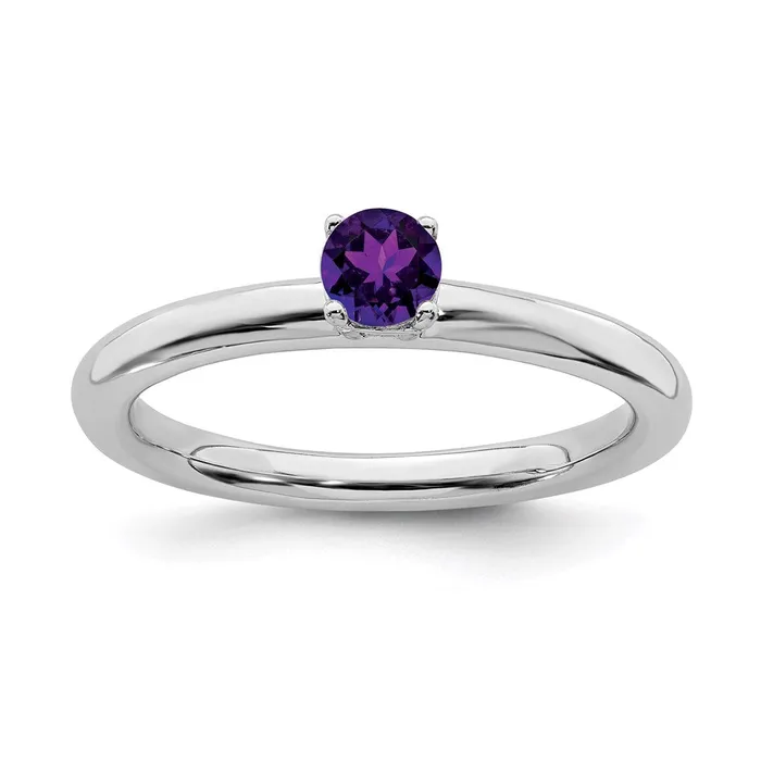 Stackable Expressions Rings Sterling Silver Stackable Expressions Rhodium Amethyst Ring QSK1900 Stackable Expressions Rings Sterling Silver Stackable Expressions Rhodium Amethyst Ring QSK1900