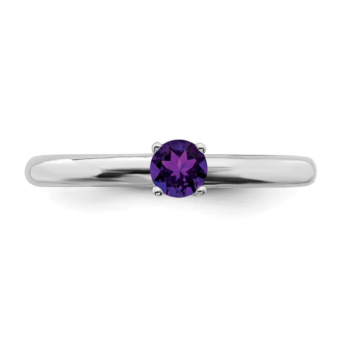 Stackable Expressions Rings Sterling Silver Stackable Expressions Rhodium Amethyst Ring QSK1900 Stackable Expressions Rings Sterling Silver Stackable Expressions Rhodium Amethyst Ring QSK1900