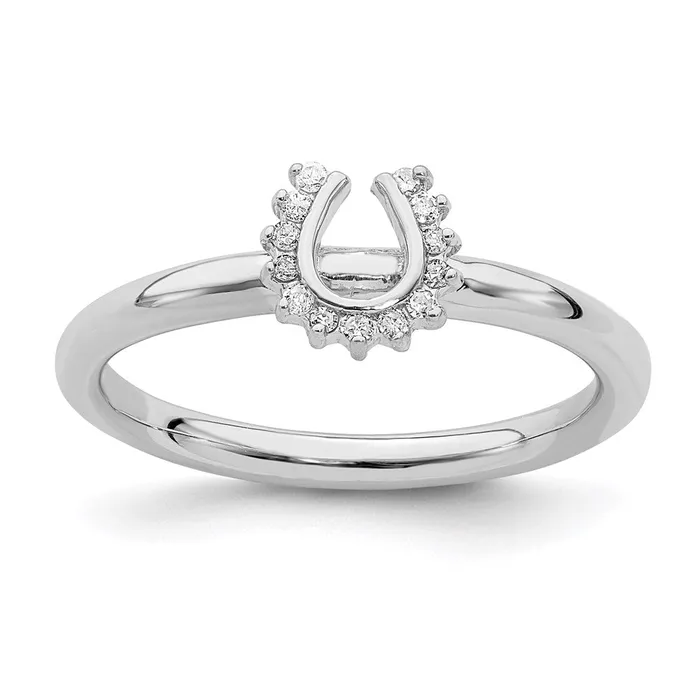 Stackable Expressions Rings Sterling Silver Stackable Expressions Rhodium Dia Horseshoe Ring QSK1981 Stackable Expressions Rings Sterling Silver Stackable Expressions Rhodium Dia Horseshoe Ring QSK1981