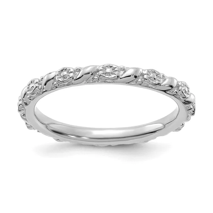 Stackable Expressions Rings Sterling Silver Stackable Expressions Rhodiumplated Polished Flower Ring QSK2058 Stackable Expressions Rings Sterling Silver Stackable Expressions Rhodiumplated Polished Flower Ring QSK2058