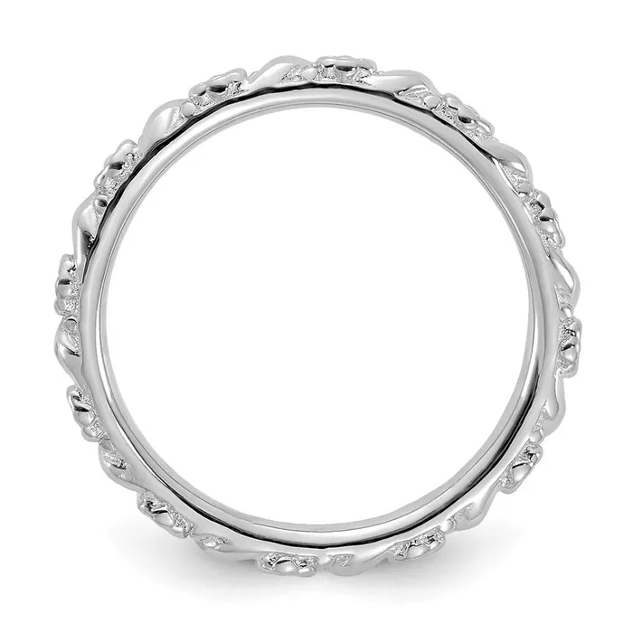 Stackable Expressions Rings Sterling Silver Stackable Expressions Rhodiumplated Polished Flower Ring QSK2058 Stackable Expressions Rings Sterling Silver Stackable Expressions Rhodiumplated Polished Flower Ring QSK2058