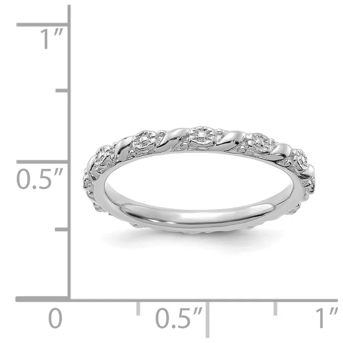 Stackable Expressions Rings Sterling Silver Stackable Expressions Rhodiumplated Polished Flower Ring QSK2058 Stackable Expressions Rings Sterling Silver Stackable Expressions Rhodiumplated Polished Flower Ring QSK2058