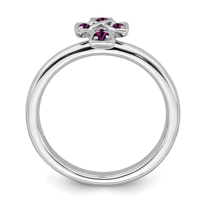 Stackable Expressions Rings Sterling Silver Stackable Expressions Rhodium Rhodolite Garnet Cross Ring QSK1635 Stackable Expressions Rings Sterling Silver Stackable Expressions Rhodium Rhodolite Garnet Cross Ring QSK1635