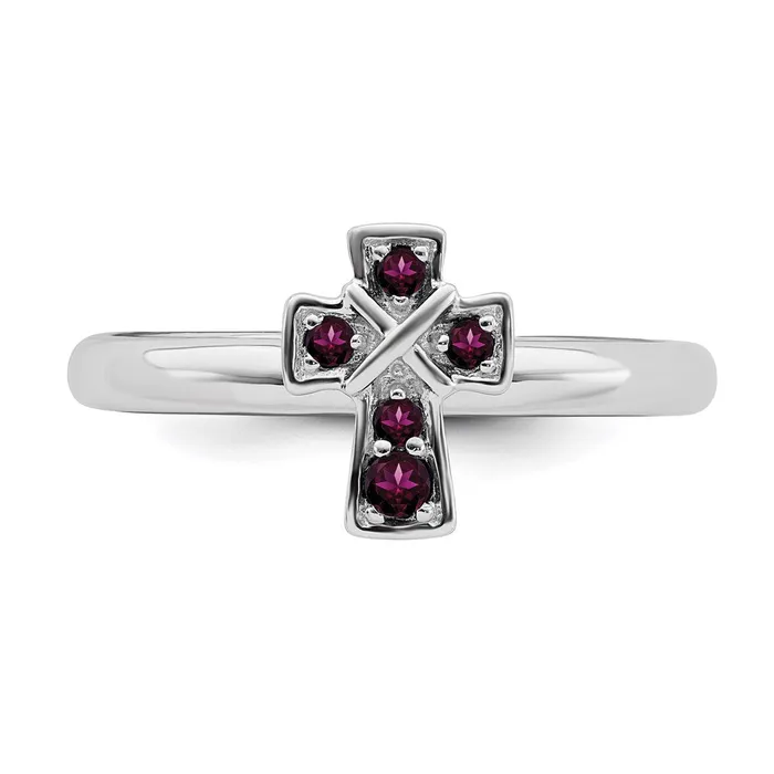 Stackable Expressions Rings Sterling Silver Stackable Expressions Rhodium Rhodolite Garnet Cross Ring QSK1635 Stackable Expressions Rings Sterling Silver Stackable Expressions Rhodium Rhodolite Garnet Cross Ring QSK1635
