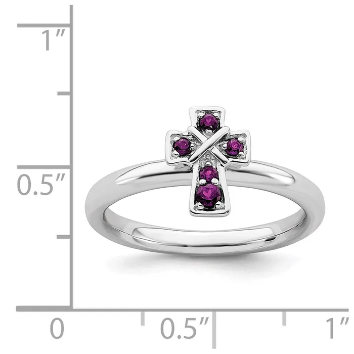 Stackable Expressions Rings Sterling Silver Stackable Expressions Rhodium Rhodolite Garnet Cross Ring QSK1635 Stackable Expressions Rings Sterling Silver Stackable Expressions Rhodium Rhodolite Garnet Cross Ring QSK1635