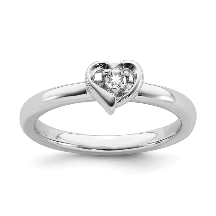 Stackable Expressions Rings Sterling Silver Stackable Expressions White Topaz Heart Ring QSK1525 Stackable Expressions Rings Sterling Silver Stackable Expressions White Topaz Heart Ring QSK1525