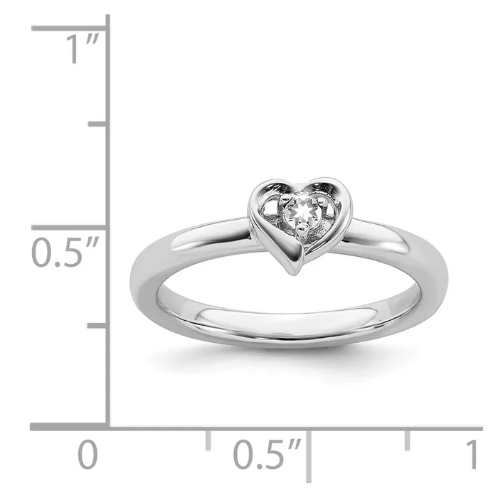 Stackable Expressions Rings Sterling Silver Stackable Expressions White Topaz Heart Ring QSK1525 Stackable Expressions Rings Sterling Silver Stackable Expressions White Topaz Heart Ring QSK1525