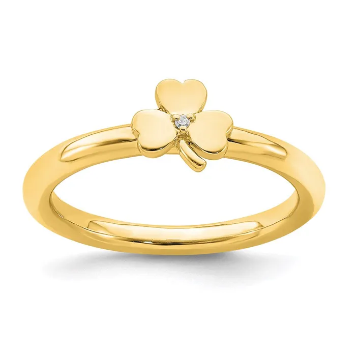 Stackable Expressions Rings Sterling Silver Stackable Expressions Yellowplated Dia Clover Ring QSK1970