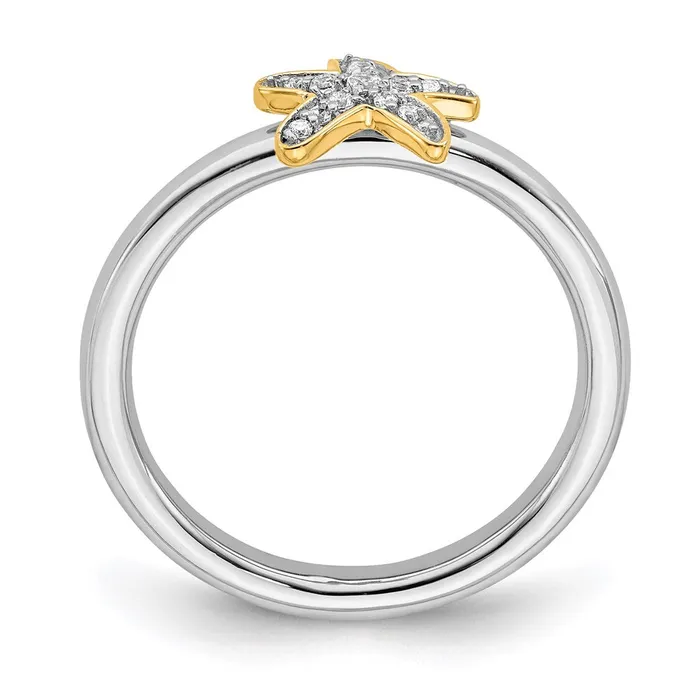 Stackable Expressions Rings Sterling Silver w GoldPlated Stackable Expressions Starfish Diamond Ring QSK2162 Stackable Expressions Rings Sterling Silver w GoldPlated Stackable Expressions Starfish Diamond Ring QSK2162