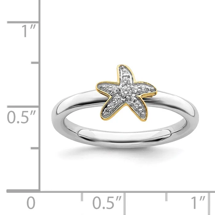 Stackable Expressions Rings Sterling Silver w GoldPlated Stackable Expressions Starfish Diamond Ring QSK2162 Stackable Expressions Rings Sterling Silver w GoldPlated Stackable Expressions Starfish Diamond Ring QSK2162