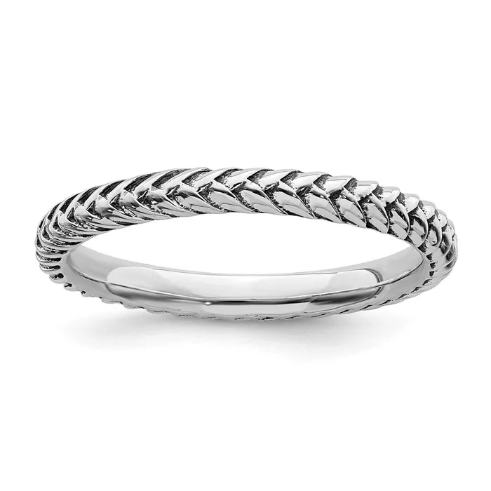 Stackable Expressions Sterling Silver Stackable Expressions Antiqued Ring QSK801 Rings Stackable Expressions Sterling Silver Stackable Expressions Antiqued Ring QSK801 Rings