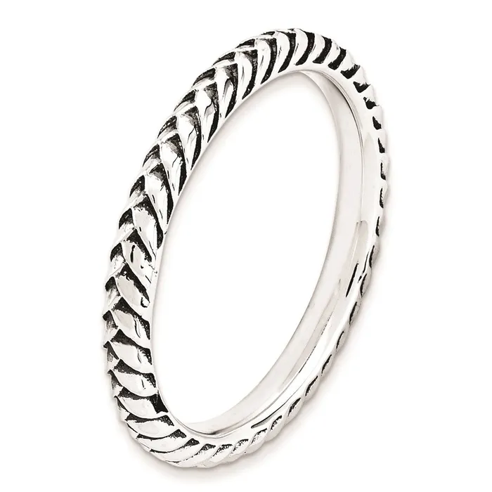 Stackable Expressions Sterling Silver Stackable Expressions Antiqued Ring QSK801 Rings Stackable Expressions Sterling Silver Stackable Expressions Antiqued Ring QSK801 Rings