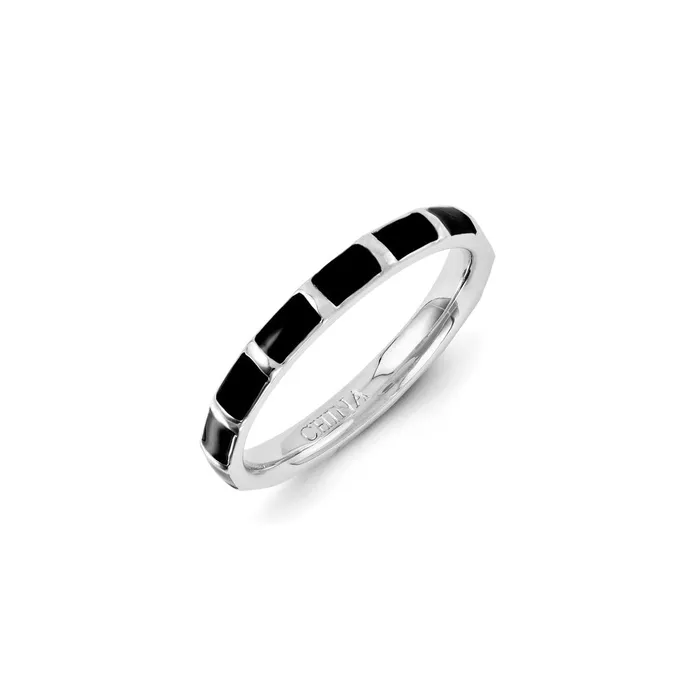 Stackable Expressions Sterling Silver Stackable Expressions Black Enameled Ring QSK1433 Rings Stackable Expressions Sterling Silver Stackable Expressions Black Enameled Ring QSK1433 Rings