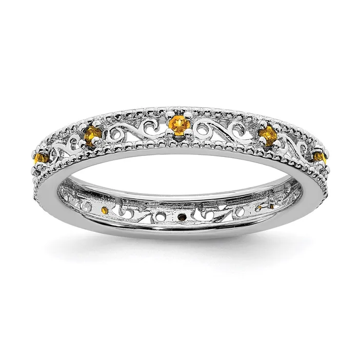 Stackable Expressions Sterling Silver Stackable Expressions Citrine Ring QSK1492 Rings Stackable Expressions Sterling Silver Stackable Expressions Citrine Ring QSK1492 Rings