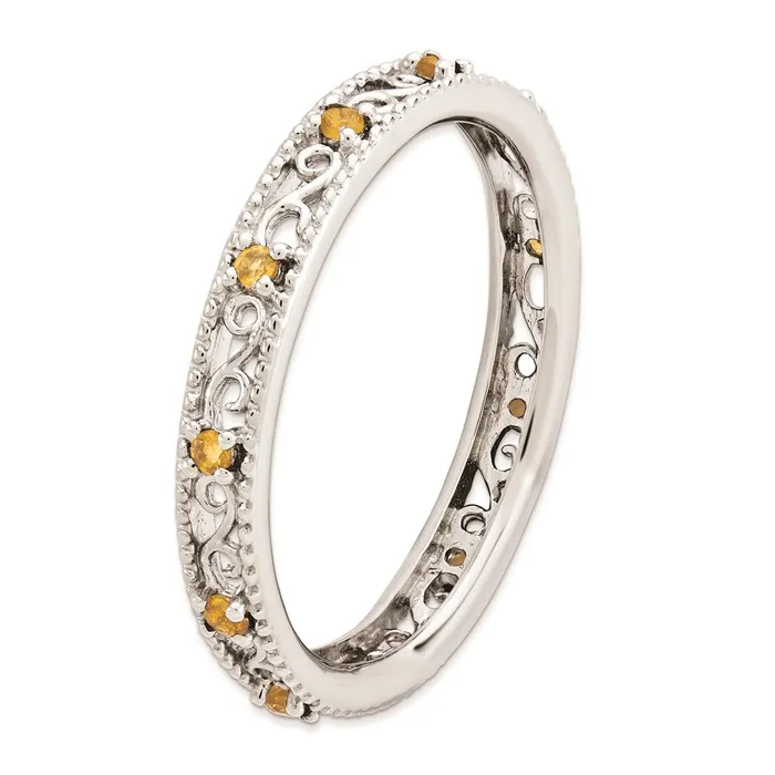 Stackable Expressions Sterling Silver Stackable Expressions Citrine Ring QSK1492 Rings Stackable Expressions Sterling Silver Stackable Expressions Citrine Ring QSK1492 Rings